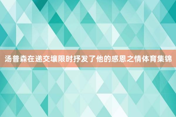 汤普森在递交壤限时抒发了他的感恩之情体育集锦