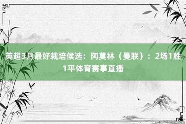 英超3月最好栽培候选：阿莫林（曼联）：2场1胜1平体育赛事直播