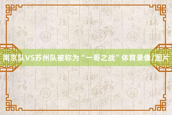 南京队VS苏州队被称为“一哥之战”体育录像/图片