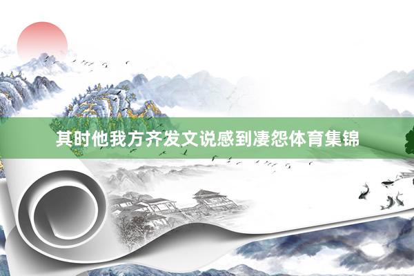 其时他我方齐发文说感到凄怨体育集锦