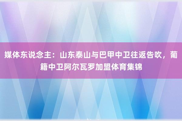媒体东说念主：山东泰山与巴甲中卫往返告吹，葡籍中卫阿尔瓦罗加盟体育集锦