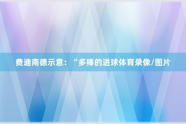 费迪南德示意：“多棒的进球体育录像/图片